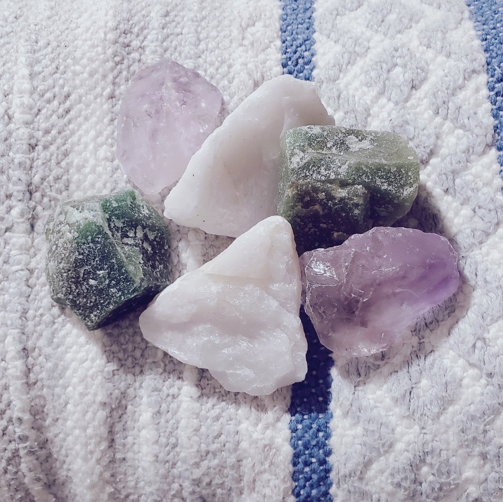 Brazilian Amethyst Raw Unrefined Crystal Stones 6 Piece Set